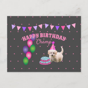 Carte Postale Joyeuse fête d'anniversaire pour un mignon chiot