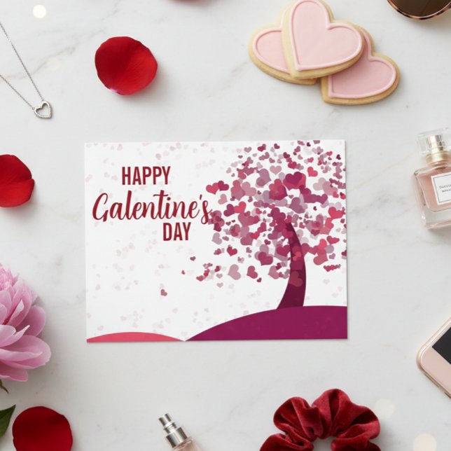 Carte Postale Joyeuse fête de Galentine's Day, Arbre aux cœurs (Créateur téléchargé)