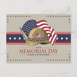 Carte Postale Joyeuse fête de la mémoire Drapeau USA Militaire