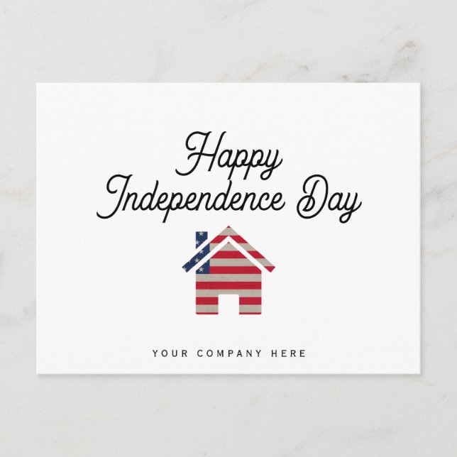 Carte Postale Joyeuse fête de l'Indépendance Maison immobilière (Devant)
