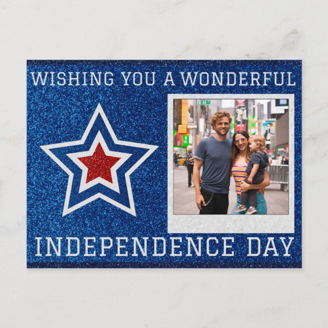 Carte Postale Joyeuse fête de l'Indépendance Parties scintillant (Devant)