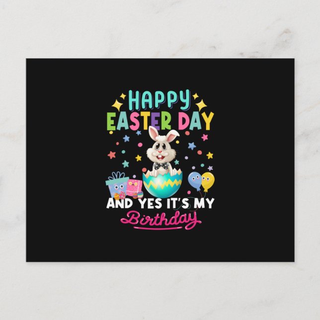 Carte Postale Joyeuse fête de Pâques et oui c'est mon anniversai (Devant)