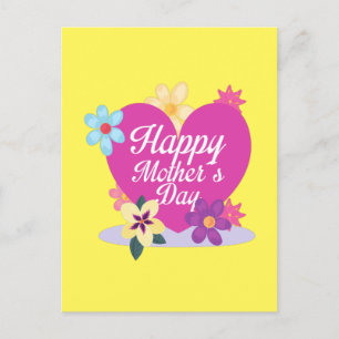 Carte Postale Joyeuse Fête Des Mères Avec Amour Et Fleurs Coloré