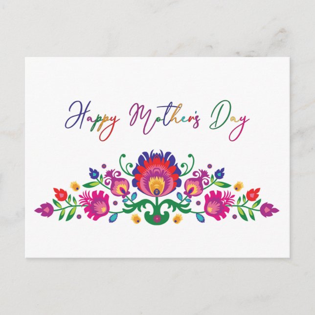 Carte Postale Joyeuse fête des mères avec Folklore Texte personn (Devant)