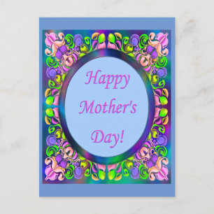 Carte Postale Joyeuse fête des mères ! Cadeau brillant coloré ca