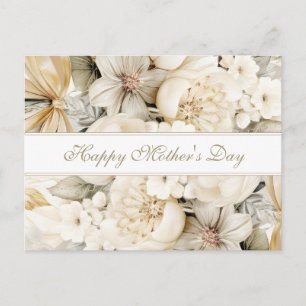 Carte Postale Joyeuse fête des Mères crème vanille écriture flor