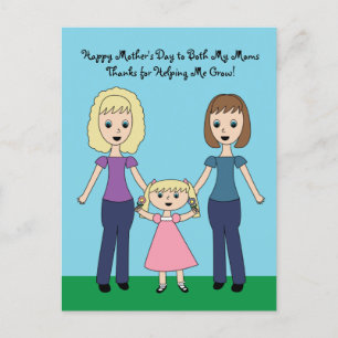 Carte Postale Joyeuse fête des mères Deux mamans mignonnes perso
