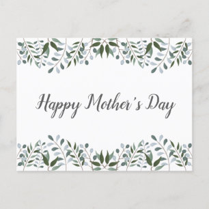 Carte Postale Joyeuse Fête des mères Eucalyptus Verdure Floral