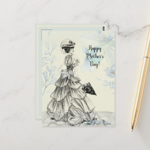 Carte Postale Joyeuse fête des mères Femme victorienne Parasol B