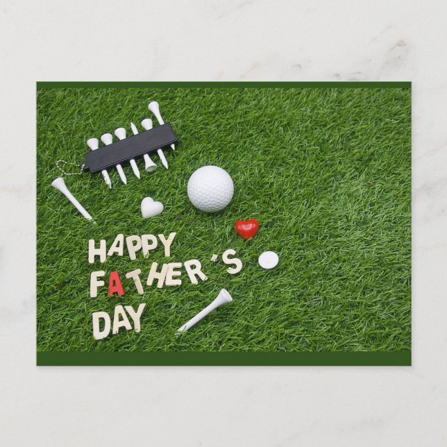 Carte Postale Joyeuse fête des pères au golf avec balle de golf  (Devant)