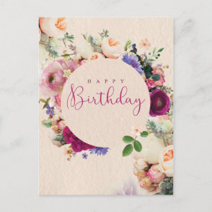 Carte Postale Joyeuse fleur d'anniversaire