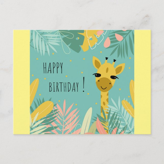 Carte Postale Joyeuse Girafe d'anniversaire (Devant)