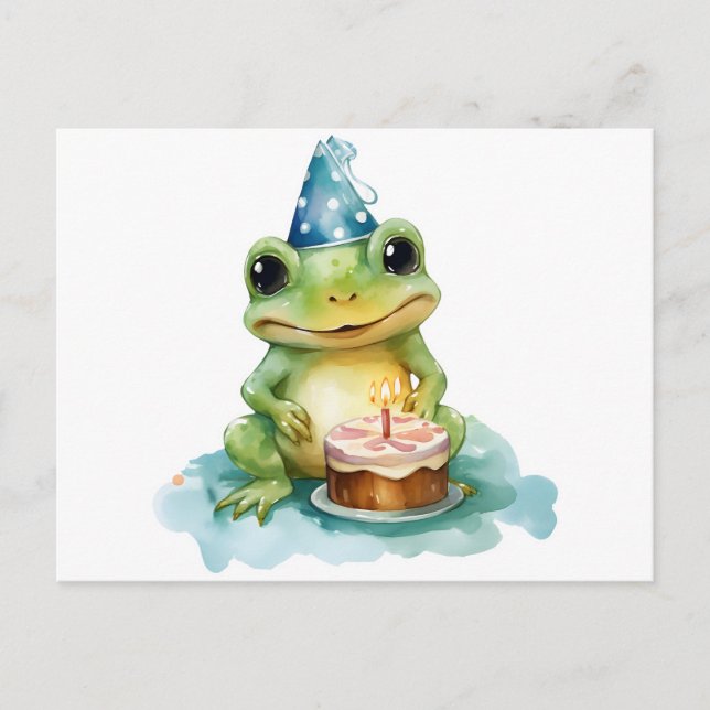 Carte Postale Joyeuse grenouille mignonne d'anniversaire (Devant)