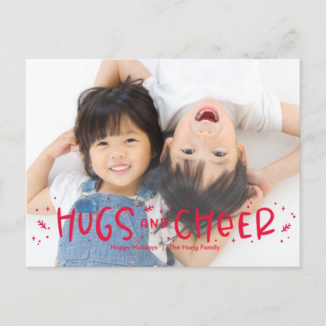 Carte postale Joyeuse Hug Editable Color Photo Hol (Devant)