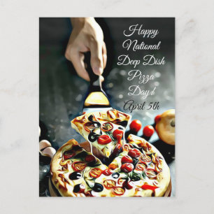 Carte Postale Joyeuse journée de pizza à plat profond 5 avril Ca