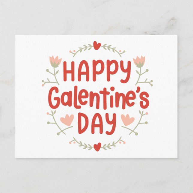 Carte Postale Joyeuse Journée des Galentines - design floral (Devant)
