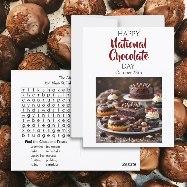 Carte Postale Joyeuse Journée nationale du chocolat | 28 octobre (Créateur téléchargé)