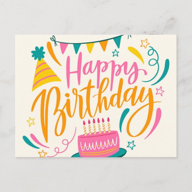 Carte Postale Joyeuse lettre d'anniversaire (Devant)