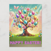 Carte postale Joyeuse Pâques Arbre