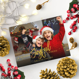 Carte Postale Joyeuse Parties scintillant d'or Photo Noël