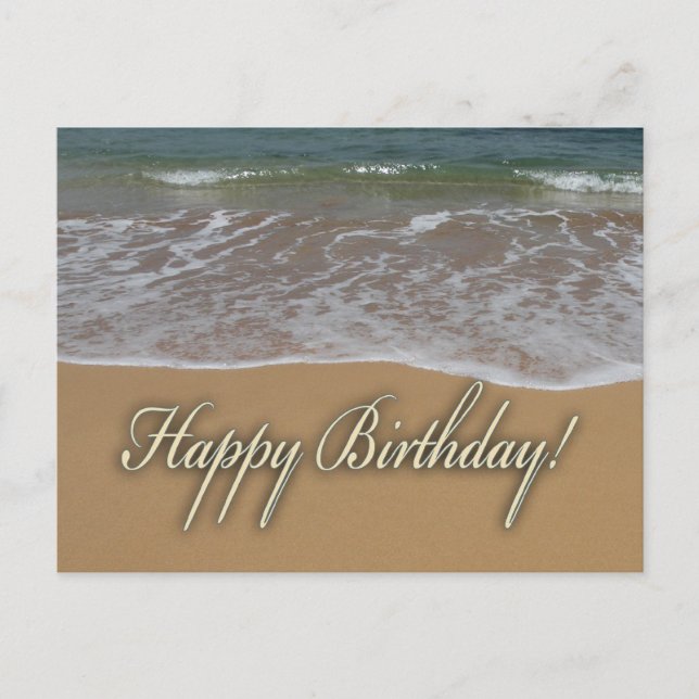 Carte Postale Joyeuse plage de sable d'anniversaire (Devant)