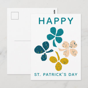 Carte Postale Joyeuse Saint-Patrick Clover Dessin de trèfle