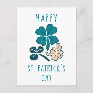 Carte Postale Joyeuse Saint Patrick`s day Clover Shamrock Dessin