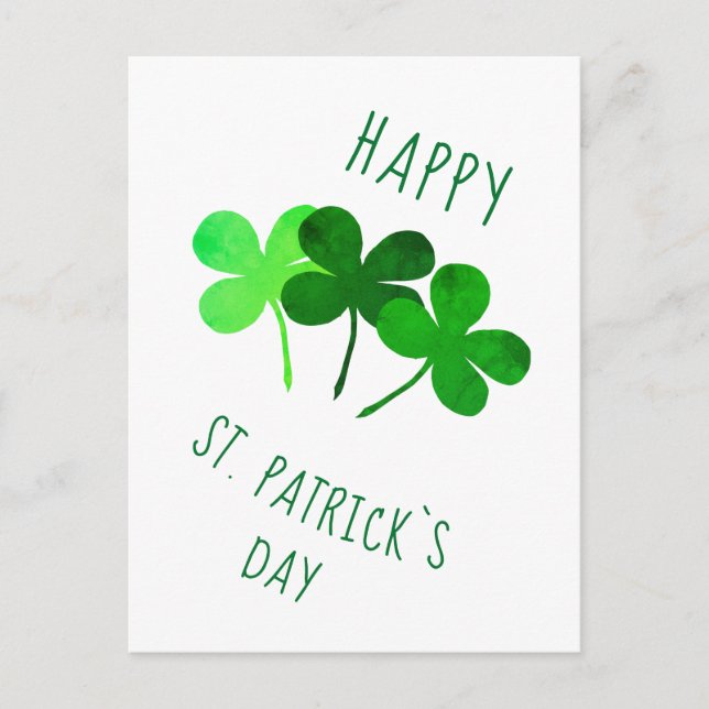 Carte Postale Joyeuse Saint Patrick`s day Shamrocks verts (Devant)