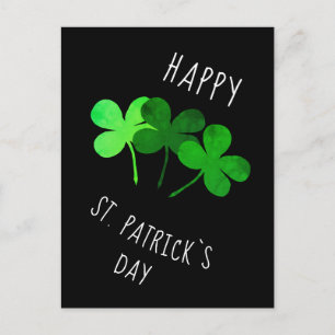 Carte Postale Joyeuse Saint Patrick`s day Shamrocks verts