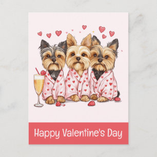 Carte Postale Joyeuse Saint-Valentin Chiens Yorkshires