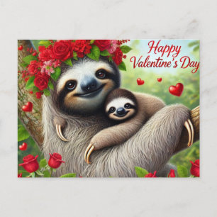 Carte Postale Joyeuse Saint-Valentin Mignon Paresseux 