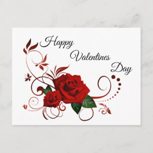 Carte Postale Joyeuse Saint-Valentin Roses Rouges