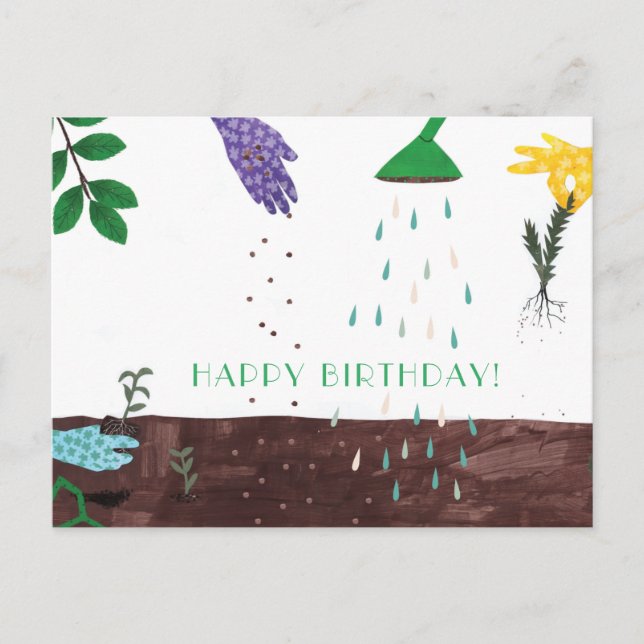 Carte Postale Joyeuse Saison de Jardinage | Bon Anniversaire Jar (Devant)
