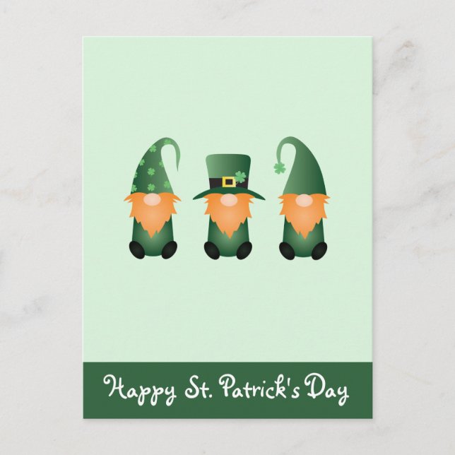 Carte Postale Joyeuse St Patrick Gnomes Vert Orange (Devant)