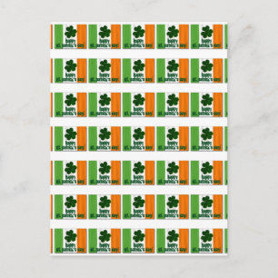 Carte Postale Joyeuse St. Patrick's Day, Drapeau irlandais Coule