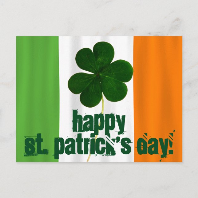 Carte Postale Joyeuse St. Patrick's Day, Drapeau irlandais Coule (Devant)