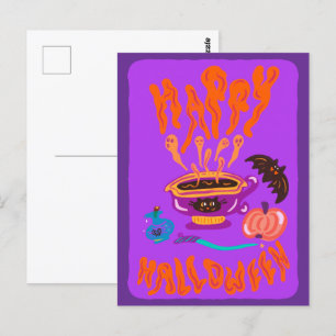 Carte Postale Joyeuse tasse de café sorcière Amoureux des chats 