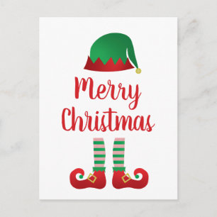 Carte Postale Joyeuse tenue Elf Noël Typographie rouge