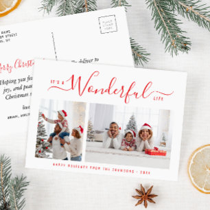 Carte Postale Joyeuse vie rouge scénario Noël
