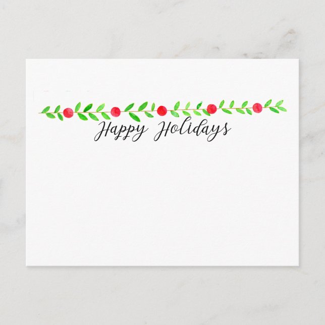 Carte Postale Joyeuses fêtes, aquarelle bannière de Noël (Devant)