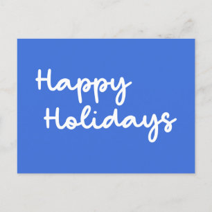 Carte Postale Joyeuses Fêtes Bleu Mignon Lettrage Fantaisiste