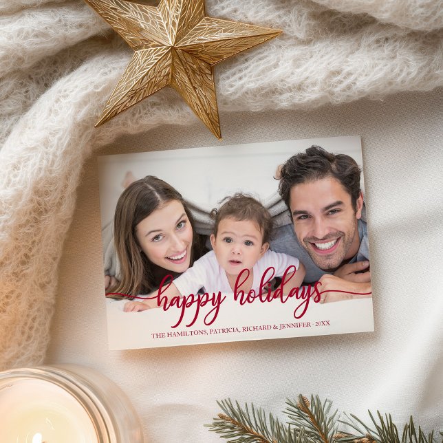 Carte Postale Joyeuses fêtes Calligraphie rouge Noël (Créateur téléchargé)