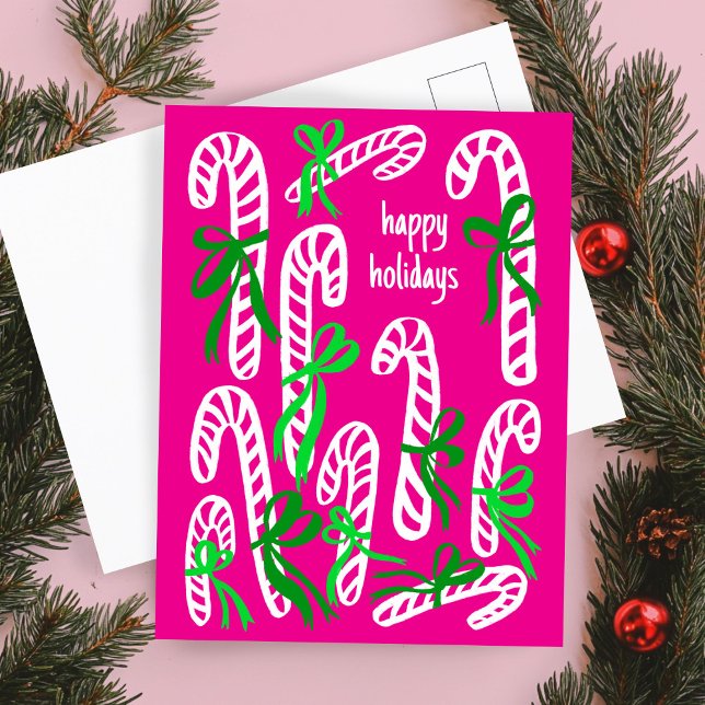 Carte Postale Joyeuses fêtes canne doux Noël mignon (Happy Holidays Candycanes Sweet Cute Christmas Postcard
)