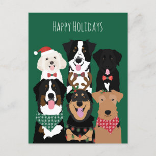 Carte postale Joyeuses fêtes Chiens mignons