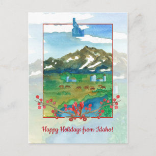 Carte Postale Joyeuses fêtes des vaches du Ranch Idaho