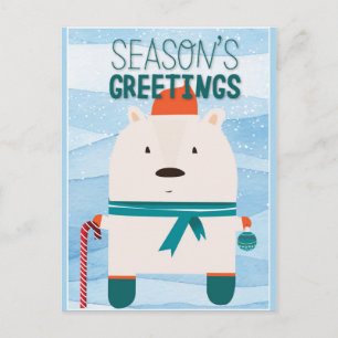 Carte Postale Joyeuses Fêtes d'ours de Noël mignons