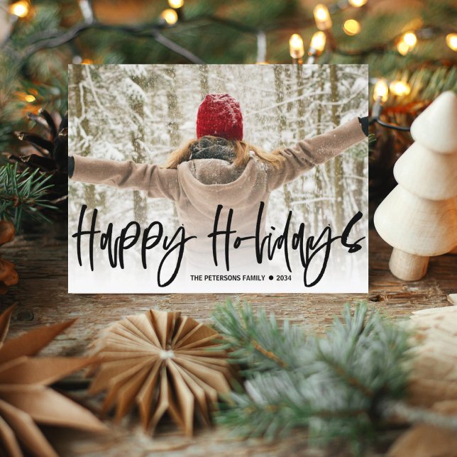 Carte Postale Joyeuses fêtes Noir Calligraphie Noël (Créateur téléchargé)
