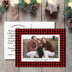 Carte Postale Joyeuses Fêtes Photo Amusants Buffalo Check Plaid