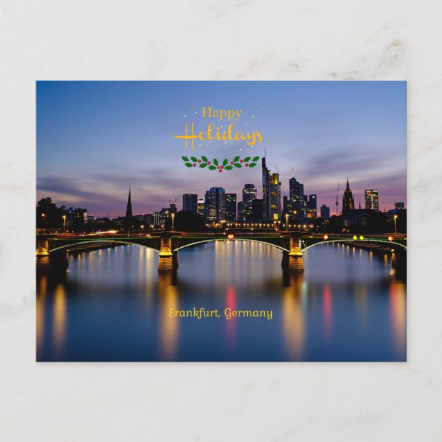 Carte Postale Joyeuses Fêtes, Pont de Francfort, (Devant)