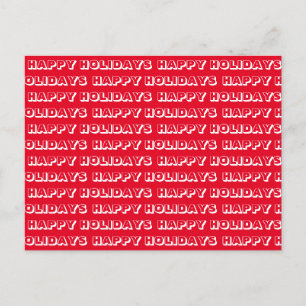 Carte Postale "Joyeuses fêtes" rouge blanc
